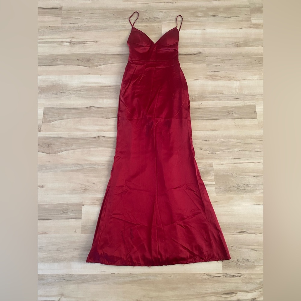 Red burgundy long mermaid dress